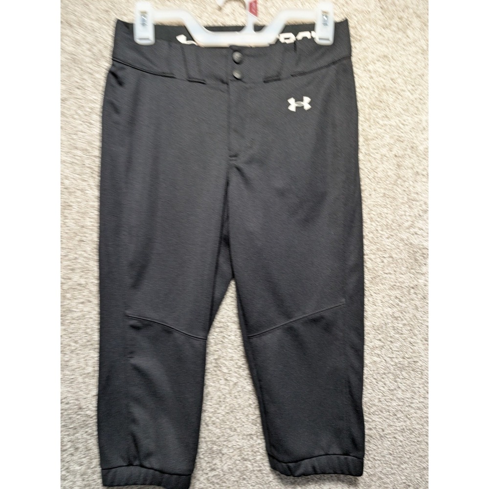 Under Armour Authentic Baseball/Softball Pants Size Small Black Elastic Cuffs